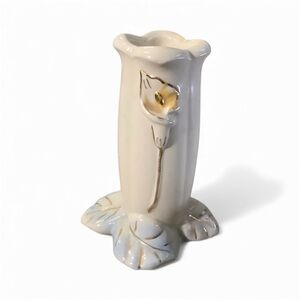 Elegant Cream Ceramic Vase with Floral Design Calla Lily Bud Vase